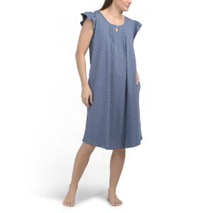 POPPY & CLAY Blue Organic Cotton Polka Dot Soft Sense Nightgown